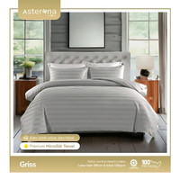 Sprei fitted microtensel salur warna griss