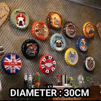 diameter 30cm pajangan dinding model plat tutup botol hiasan besi kamar cafe bar pub dekorasi rumah retro plate enamel klasik home decor industrial classic G02