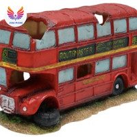 dekorasi akuarium poliresin 22.5cm bus aksesoris perlengkapan hiasan akuarium