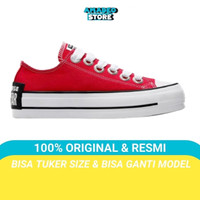 Sepatu Sneakers Unisex Converse Chuck Taylor All Star Lift Ox  Red/White