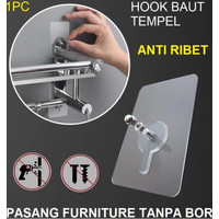 Promo Gantungan Tempel Dinding Baut Paku Mur Ajaib Hook Socket Lem Perekat