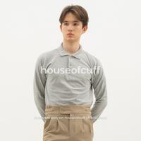 Houseofcuff polo shirt kaos kerah polo lengan panjang slim fit Abu Muda