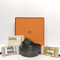 H*rmes  Revesible Belt black Ghw & Phw #N 105 with DB & box