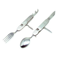 Sendok Garpu Pisau Swiss Army Tools Knife EDC Multifungsi 6 in 1 - A007 - Silver
