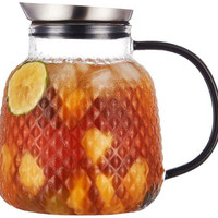 Purefold Teko Kaca Seri Nanas 40 Nces dengan Tutup Baja Tahan Karat Teko Air Panas dan Dingin Pembuat Kopi Teh Buah Teko Teh Es Toples Jus