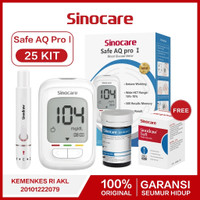 Sinocare Safe AQ Pro I + Strip 25 Alat Cek Gula Darah FREE Blood lancet PROMO