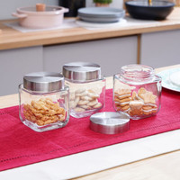 Kitchen Set 3 Pcs 550 ml Stoples Kaca Jar Tempat Simpan Snack Setoples Toples Serbaguna Wadah Makanan