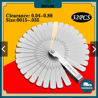 32 Blades Combination Feeler Gauge Metric Imperial Gapped Filler Measure/ Fuller Setelan Klep / Alat Ukur Celah/ Feeler Puller alat ukur