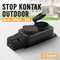 Stop Kontak Outdoor Terminal Colokan Listrik Anti Air IP54 EU 2 Soket