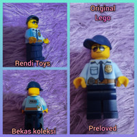 Lego Minifigure CTY0981 -Police City Officer with Shirt & Tie - Blue Cap - VGC | Rendi Toys