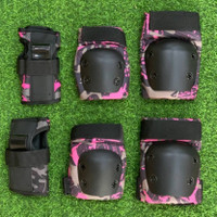 Protector Kids Deker Sepatu Roda Skybulls Motif Black Pink / Pads / Knee Pads / Pelindung lutut
