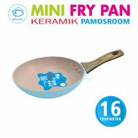 PAMOSROOM Mini Frypan 16 cm Anti Lengket Mini Wok Pan Motif Kayu Teflon
