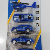 (GOLDEN TOYS) MAINAN TRUCK MODEL POLICE & PMK + HELICOPTER ISI 5 PCS -