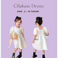 BEST BUY !! Chelsea White Emboss Dress/ Dress Anak Putih
