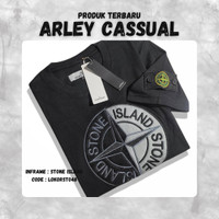 (Arley) Premium Kaos/T-shirt Branded Stone Island GradeOri Casual Regular Fit Bahan Katun Motif Bordir Logo Terbaru 2 Warna Baju Kaos Pria Atasan Pria Standar Mall || M L XL XXL || Ac
