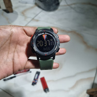Jam tangan digital logo polisi militer angkatan laut PN POMAL strap rubber hijau army