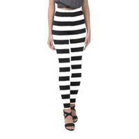 Legging Dewasa Garis Stripe Hitam Putih