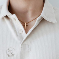 Spesial Cross Series: Cross Necklace (Man) | Kalung Rantai Rohani Salib Lapis Emas 18K Tahan Karat