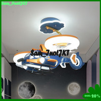 Lampu kipas pesawat anak-anak dengan remote control untuk kamar anak laki-laki, model pesawat tempur kartun kreatif, lampu langit-langit kamar tidur anak laki-laki