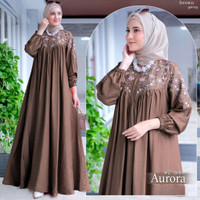 AURORA DRESS MATERIAL CRINKCLE APLIKASI BORDIR ZIPPER DEPAN // DRESS MUSLIMAH 2024