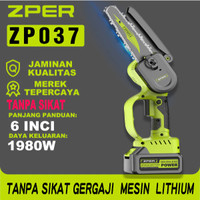 【COD】ZPER 6‘’ Tanpa sikat Mesin Chainsaw Cordless Chainsaw Gergaji Baterai Gergaji Rantai Elektrik Mini Gergaji Listrik ZP037