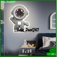Lampu langit-langit kamar anak laki-laki astronot, lampu kamar tidur anak-anak, lampu ruang angkasa kartun pelindung mata spektrum penuh yang kreatif dan sederhana