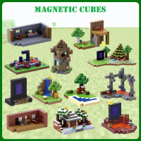 Magnetic Building Blocks Cubes Minecraft My World Magnetik DIY 3D Puzzle Balok Blok Brick