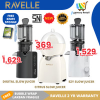 RAVELLE Ezy Slow Juicer Digital Citrus Pembuat Jus Buah Segar Ampas Kering Low Watt