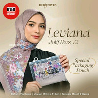 Hijab jilbab kerudung segiempat herscarves leviana motif bunga free pouch