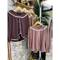 Atasan wanita knit premium Fashion hijab terbaru blouse cardy