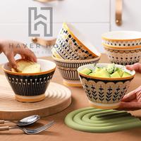 KAMA - Mangkok Nasi Lauk Bohemian Bowl Keramik Estetik Motif Wadah Saji Kecil