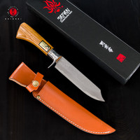 Pisau Outdoor Jepang Kanetsune Seki Shiro-One Damascus Kennata