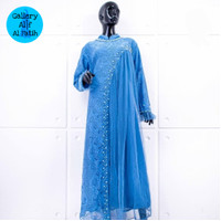 OZI Gamis mewah inaya flora 09942 JUMBO Anak LD 80 95 Ibu LD 105 120 140 Denim Navy Maroon Lilac Putih Hitam Pink Coksu