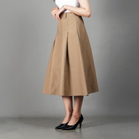 Okechuku RUBY Rok Wanita Pleated Skirt Highwaist A-Line Skirt - KHAKI