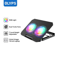 OLYPS Cooling Pad RGB Light Kipas Pendingin Laptop Cooler With HP Stand - 7 Level Height Adjustable