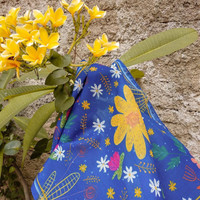 SANCRAFT - Scarf Blue Flower Ready Stock