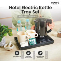 Hotel Electric Kettle Tray Set - Set Teko Hotel Listrik IDEALIFE - 1.2 Litre (IL-111s)