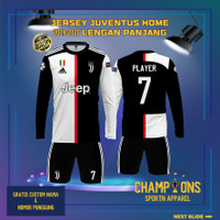 Setelan Juventus Home 2019-2020 Panjang, Free Custom nama dan nomor untuk dewasa dan anak anak