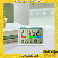 Termometer Pengukur Suhu Kelembapan Ruangan Hygrometer Alarm Jam & Tanggalan