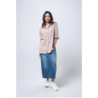 top Logo Jeans Kemeja Wanita Isyana Khaki Black 24956L9KB