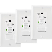 Gfci tletWadah Gfci Tahan Tamper Dengan Sakelar KombinasiEtl TerdaftarKabel Sisi BelakangPutih 3PaketTrWr20Amp