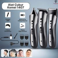 Alat Mesin Cukur Hair Clipper Elektrik Elektric Electric Elektronik Portable Portabel Kemei 1407 Cukuran Pencukur Rambut Kumis Jenggot Brewok Jambang Pria Baterai Rechargeable Cas Tanpa Kabel Portable Shaver Profesional