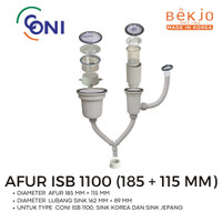 Afur Set ISB 1100 (Besar 185 mm + Kecil 115 mm) Stainless Steel 304 - Bisa Untuk Sink Korea dan Jepang Dengan Ukuran Lubang Sink 162 mm + 89 mm