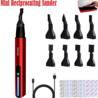 Set Sander Bolak balik Mini Pena Pengamplasan Listrik Portabel Sander Mini Dapat Diisi Ulang Usb dengan Perlindungan Kelebihan Beban 3 Gigi