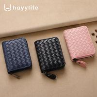 Hayylife Dompet Koin Pola Anyaman - Dompet Koin Wanita Import Premium