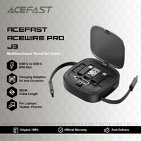 ACEFAST ACEWIRE PRO J3 Travel Set Kabel Multifungsi Charger Set Super Fast Charging Adapter USB Type C to Type C Lightning Micro USB Sim Ejector Multifuntional Travel Storage Set Box With Retracable Data Cable