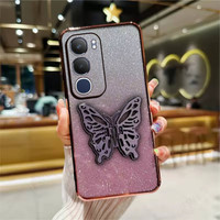 SoftCase Vivo Y29 5G Case Aesthatic Luxury Glitter Premium Stand Butterfly