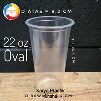 Gelas Plastik / Cup Plastik 22 Oz Oval ~ Isi 50pcs