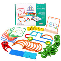 Maching game color sporting toy mainan Montessori edukasi latihan motorik anak belajar mencocokkan gambar wooden sticks and rings Toys sticks puzzle