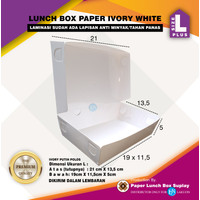 PAPER LUNCH BOX UKURAN L PLUS PUTIH POLOS BAHAN IVORY FULL LAMAINASI SISI DALAM PAKET ISI 1.000 PCS